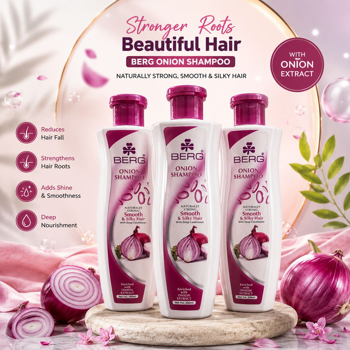 Premium Onion Shampoo conditioner Bottles for Hair Fall Control