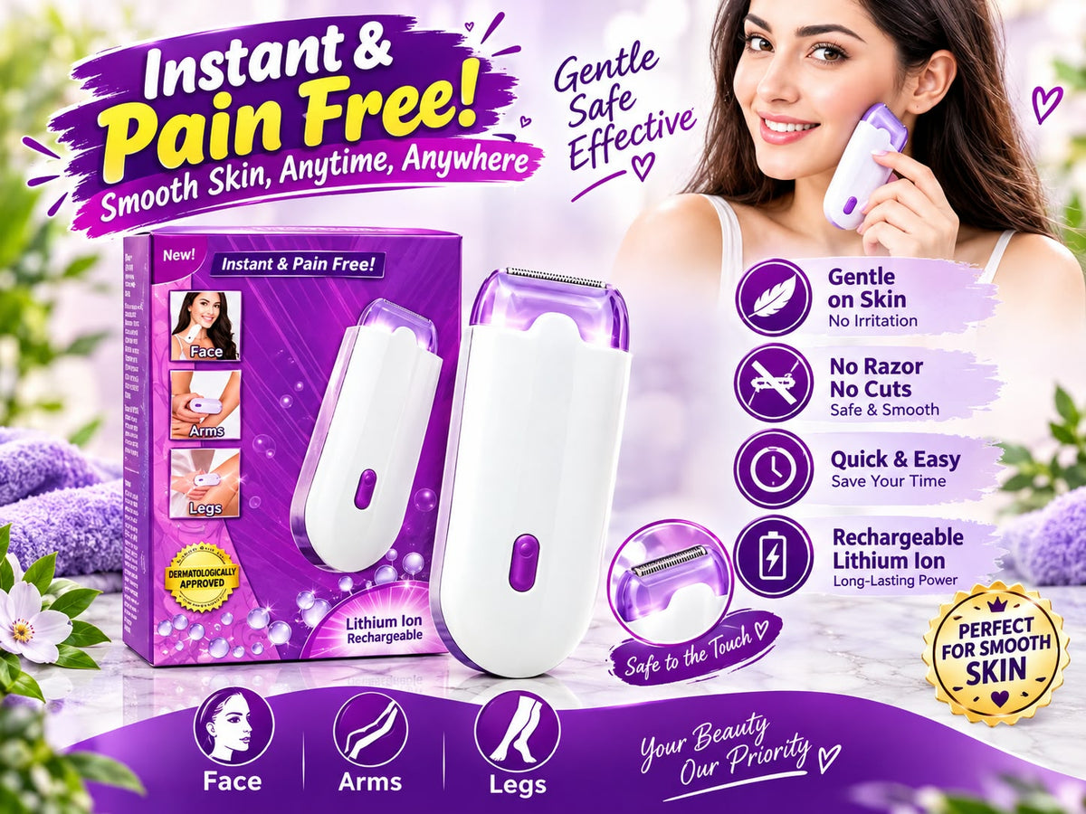 Rechargeable Electric Hair Remover for Women – Pain Free Facial & Body Hair Removal Device with Sensa-Light Technology.